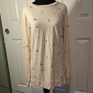 Cream Long Sleeve Floral Maternity Top
